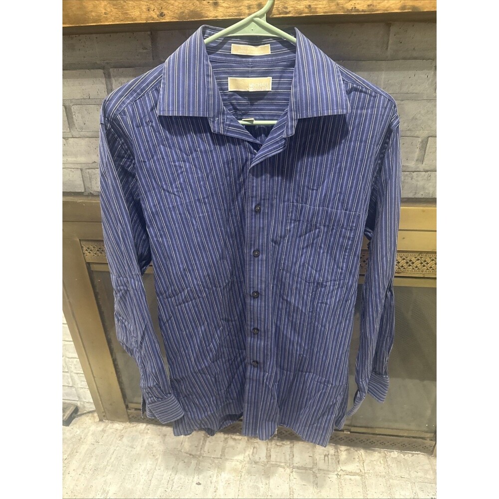 Men’s Michael Kors Long Sleeve Dress Shirt Size Medium Blue Striped